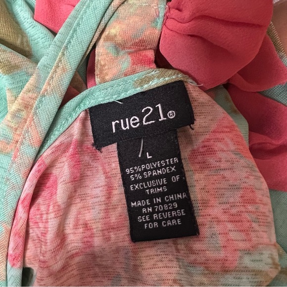 Rue 21 tank floral bows on back racer back turquoise blue pink cute stretchy - Picture 6 of 6